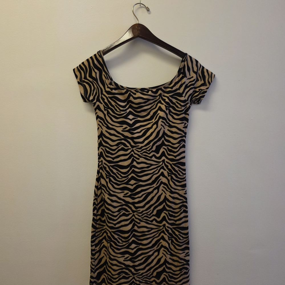Justify Black and Tan Zebra Print Mini Dress